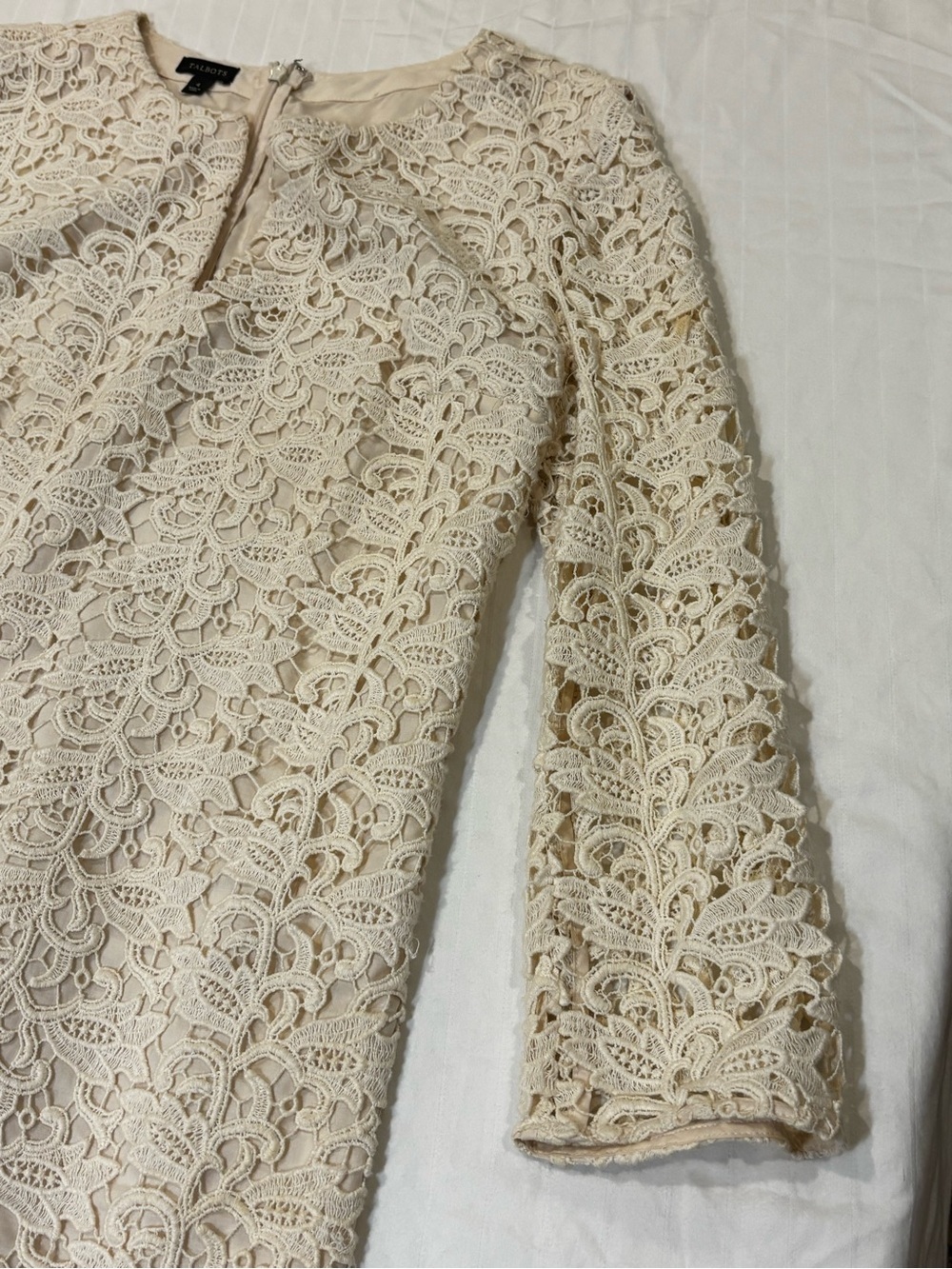 Talbots Cream Lace Shift Dress - Picture 3 of 6
